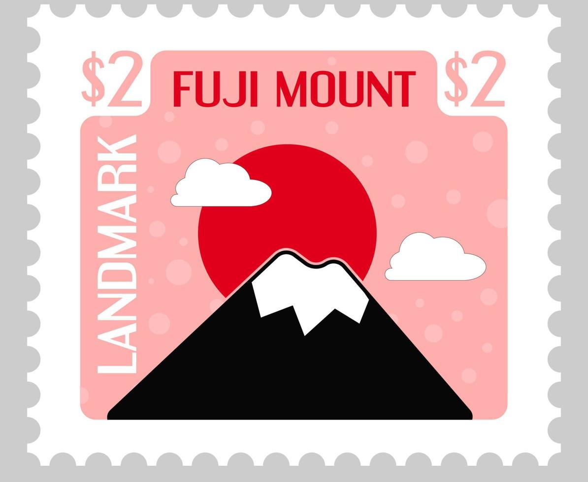 point de repère du mont fuji au japon, carte postale ou marque vecteur