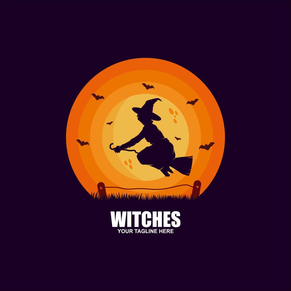 silhouette de sorcière d'halloween vecteur