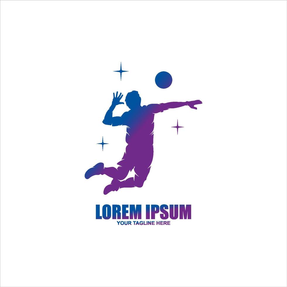création de logo de volley-ball avec l'icône de la personne qui saute vecteur