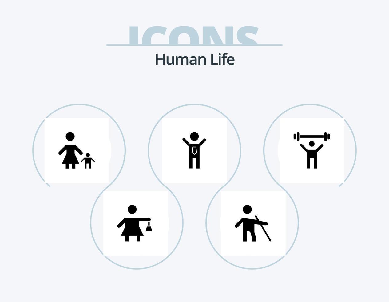 pack d'icônes de glyphe humain 5 conception d'icônes. Gym. gagnant. famille. Succès. réalisation vecteur