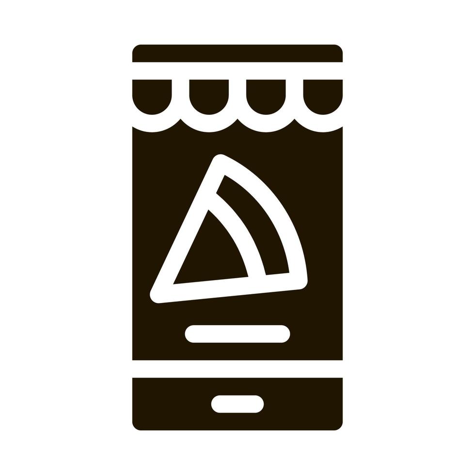 tranche pizza téléphone icône vecteur glyphe illustration
