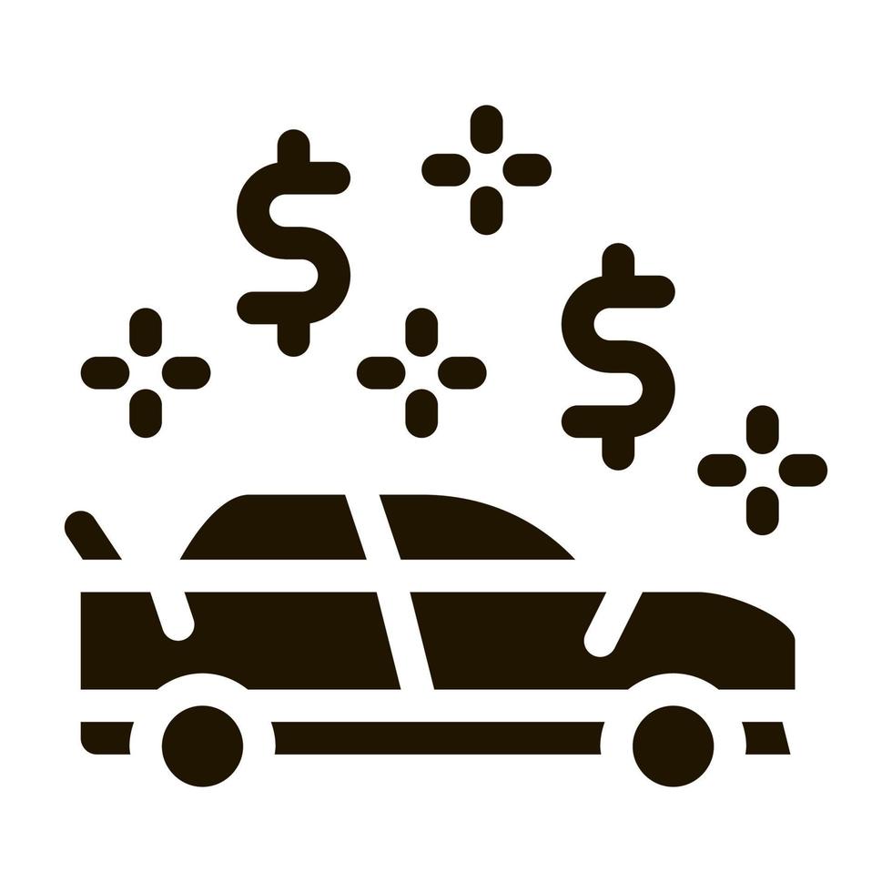voiture dollar marque icône vecteur glyphe illustration