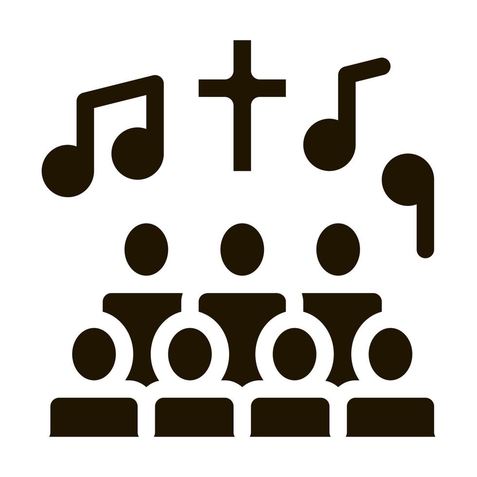 icône de glyphe de concert de chanson de choeur d'église vecteur