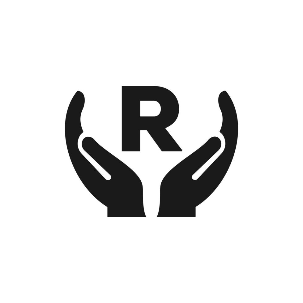 lettre r donnant la conception du logo de la main. création de logo à la main vecteur
