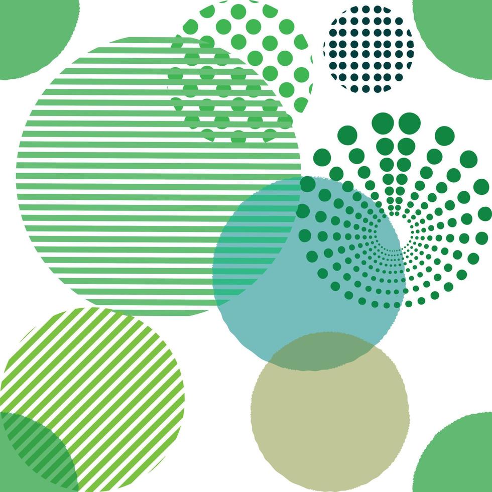 modèle sans couture pantone vert de différents cercles en forme, fond de sphère brillante, beau fond d'écran moderne vecteur