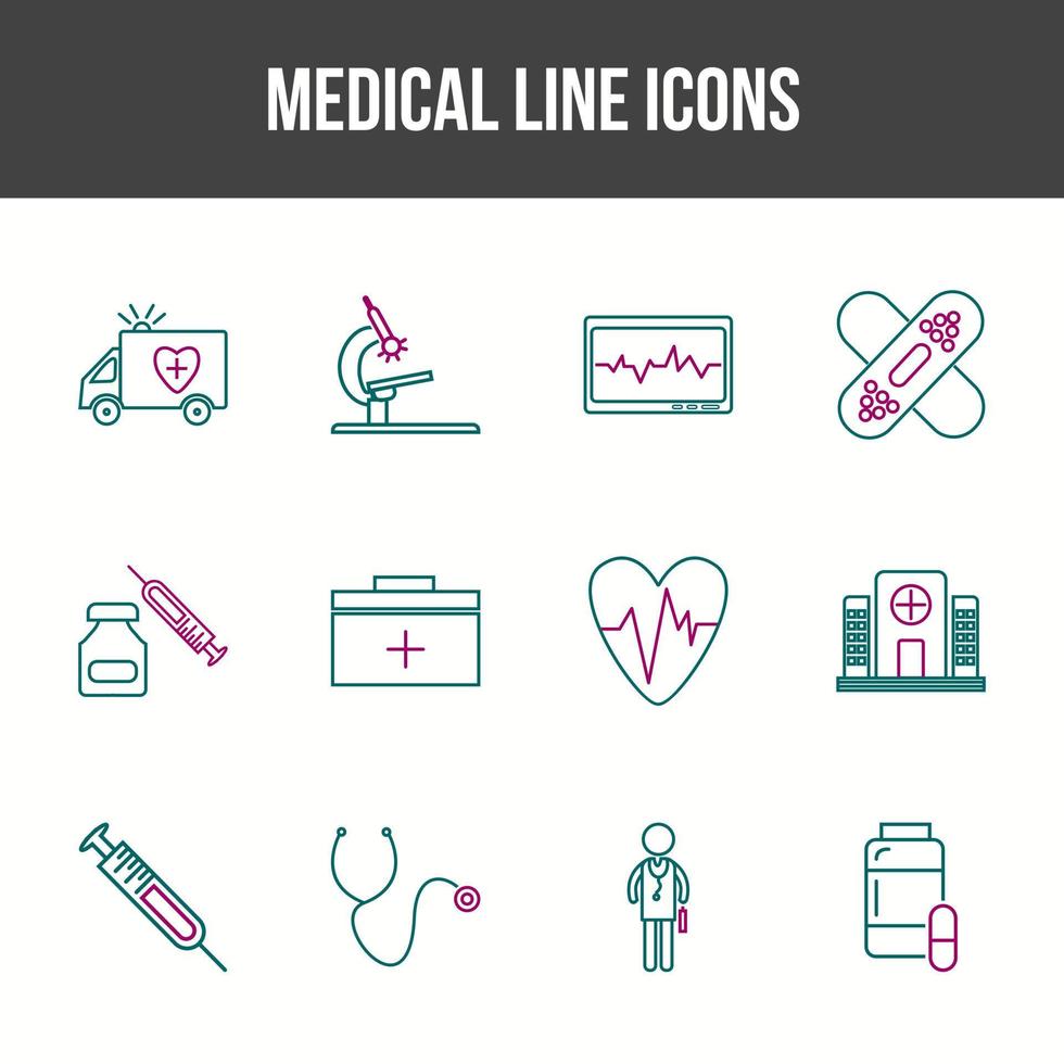 jeu d'icônes de ligne médicale unique vecteur