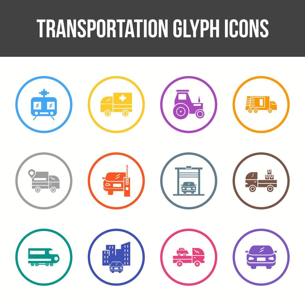 jeu d'icônes de glyphe de transport unique vecteur