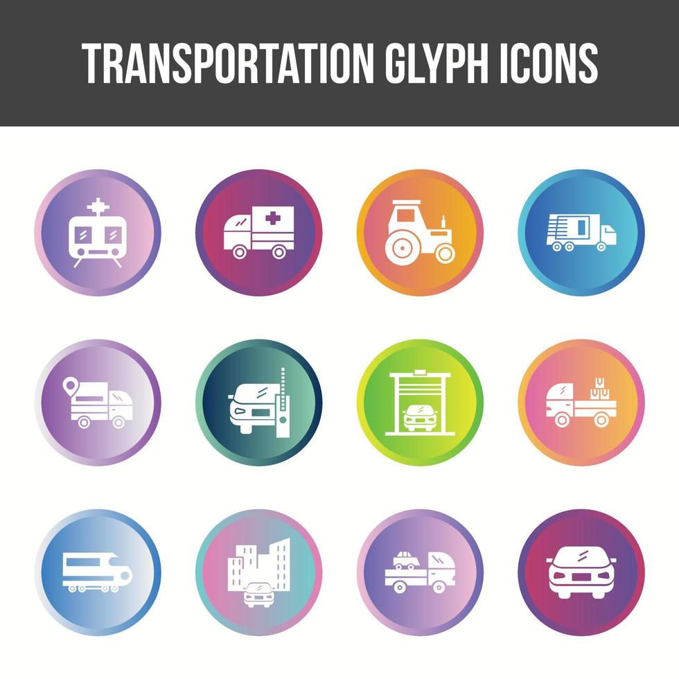 jeu d'icônes de glyphe de transport unique vecteur