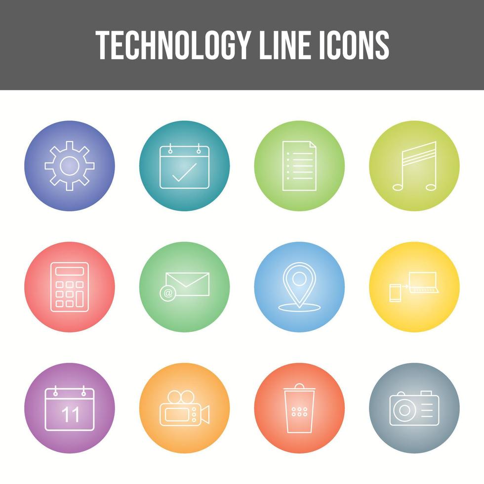 ensemble d'icônes de ligne technologique unique vecteur