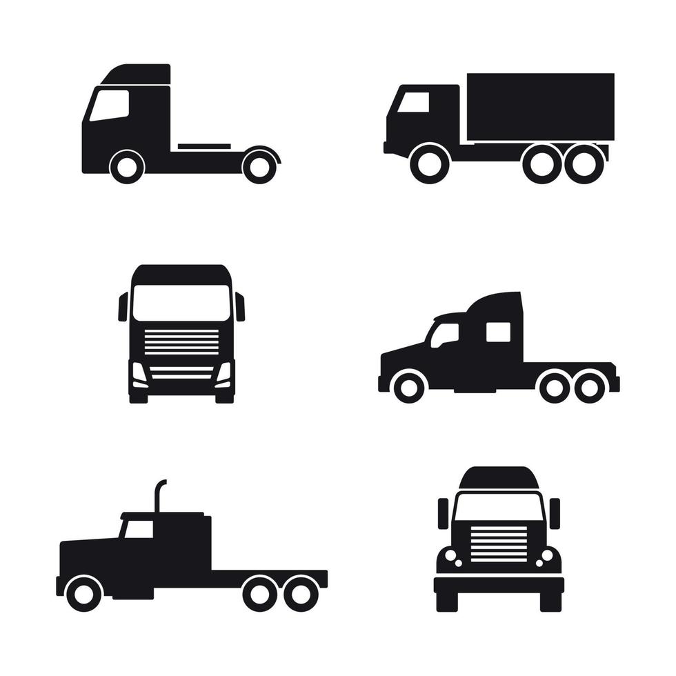 icônes de camion noir sur fond blanc vecteur
