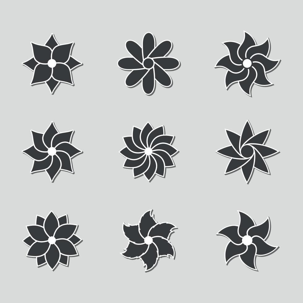 ensemble d'icônes isolées sur un thème fleurs vecteur
