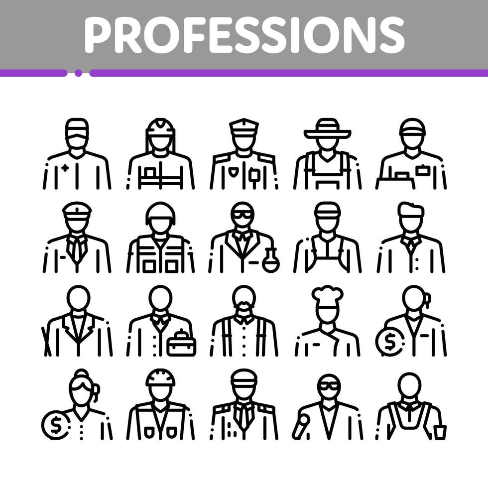 professions, gens, collection, icônes, ensemble, vecteur