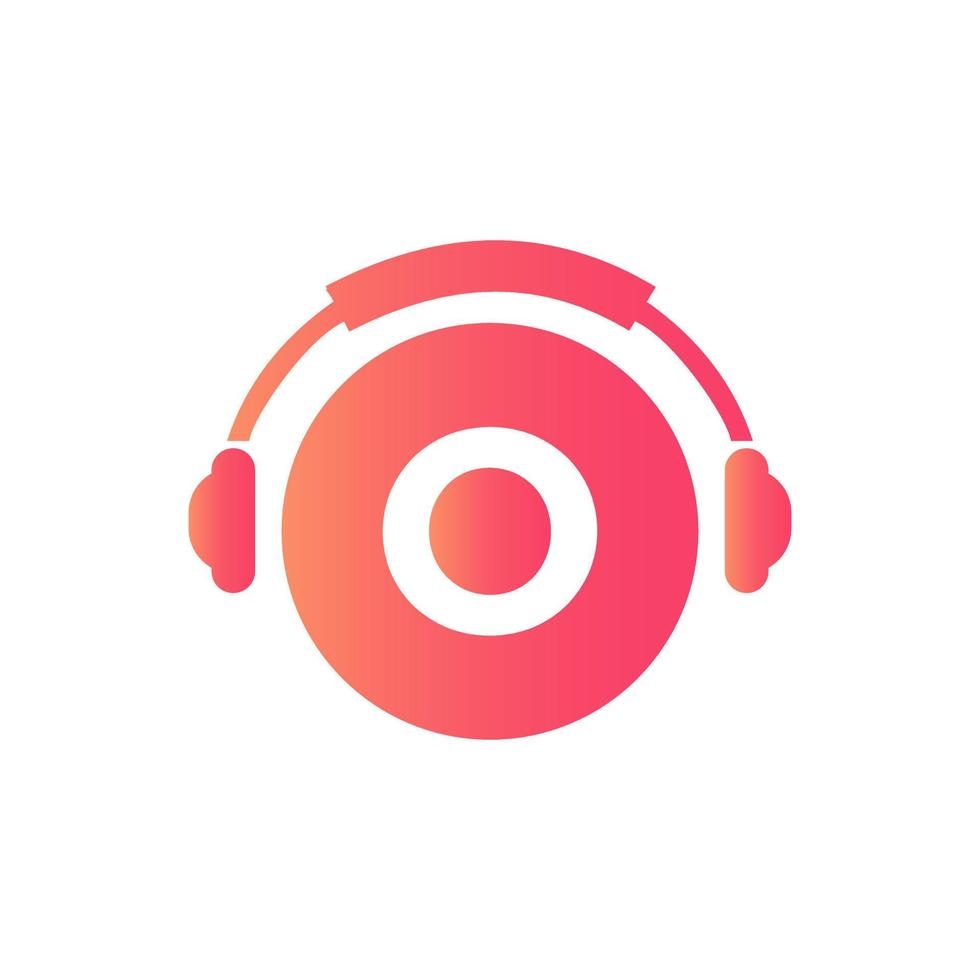 création de logo de musique lettre o. conception de casque de conception de logo de musique et de podcast dj vecteur