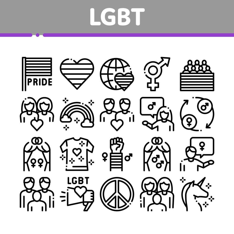 icônes de collection gay homosexuel lgbt set vector