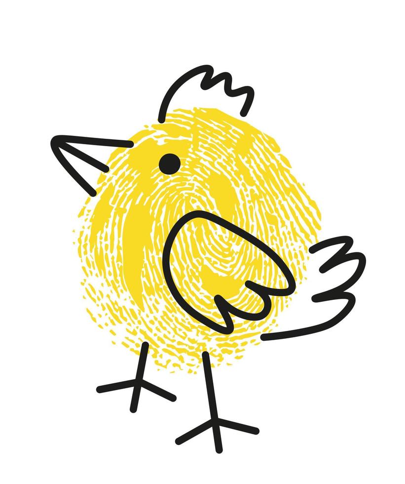 dessins d'empreintes digitales d'un petit poulet ou d'un poussin vecteur