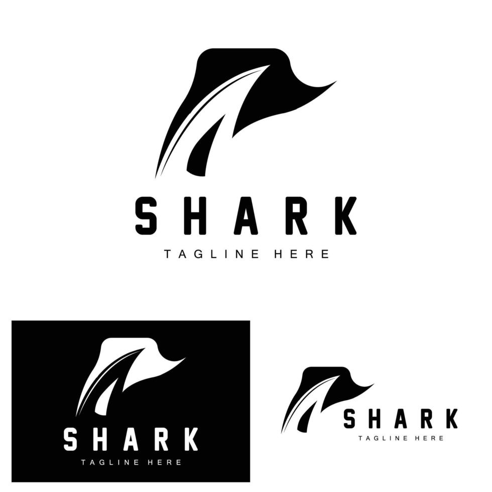 logo de requin, illustration vectorielle de poisson sauvage, prédateur de l'océan, icône de conception de marque de produit vecteur