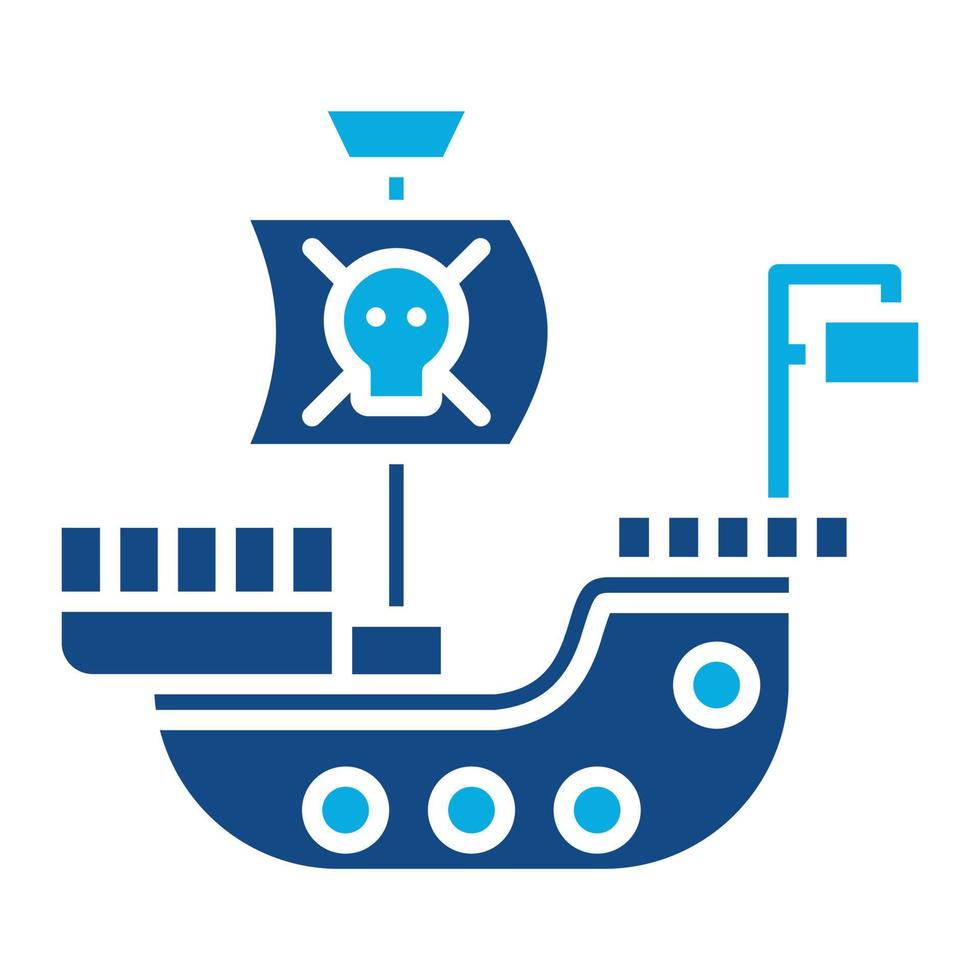 icône de deux couleurs de glyphe de bateau pirate vecteur