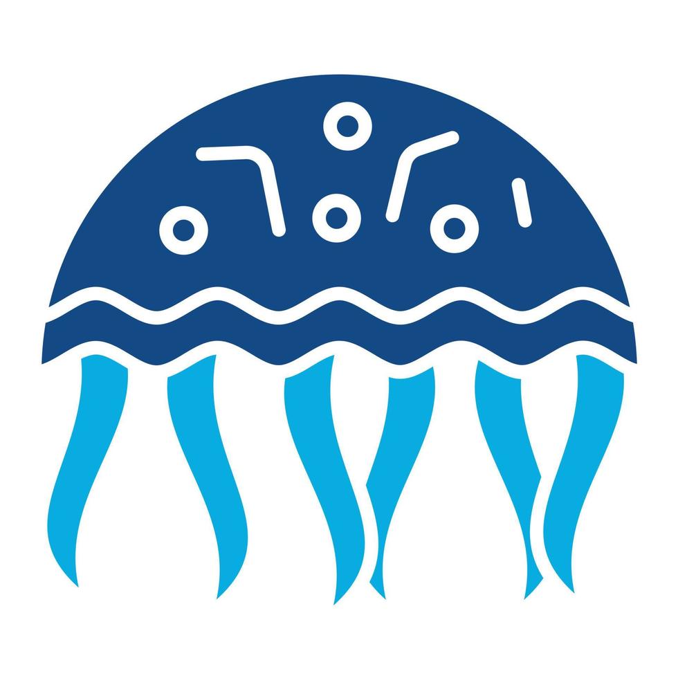 icône de deux couleurs de glyphe de méduse vecteur