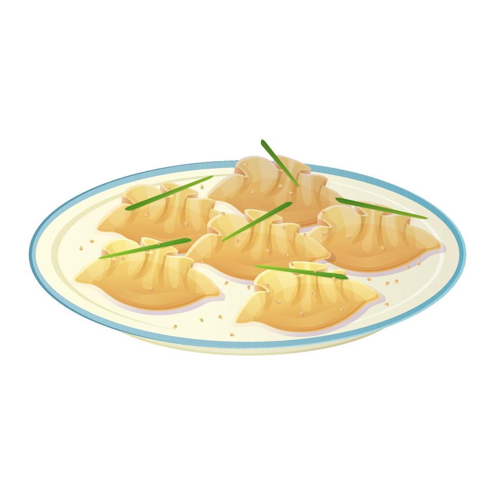 raviolis chinois jiaozi. illustration de cuisine asiatique isolée sur blanc en style cartoon. vecteur