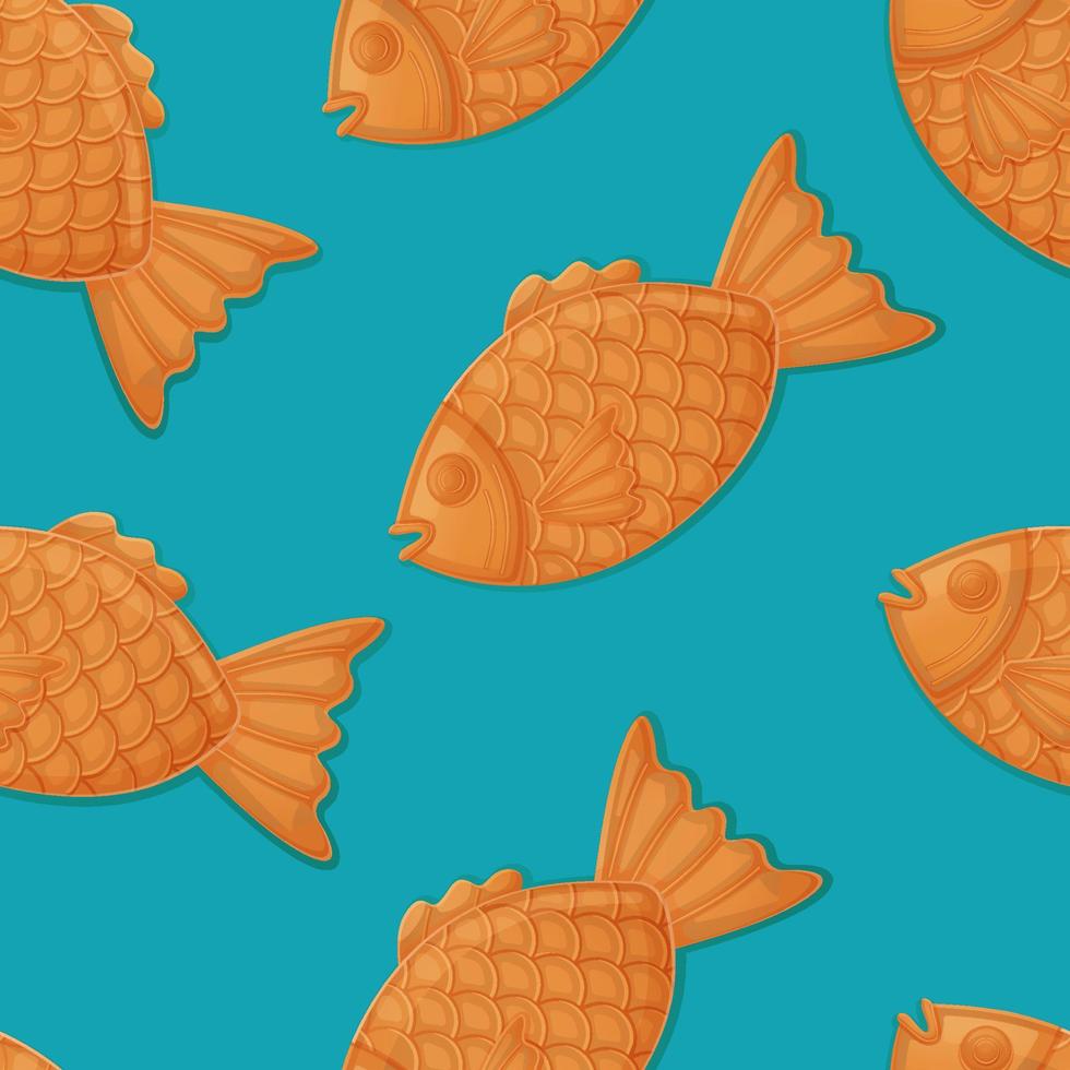 modèle sans couture de taiyaki japonais. illustration de cuisine asiatique en style cartoon vecteur