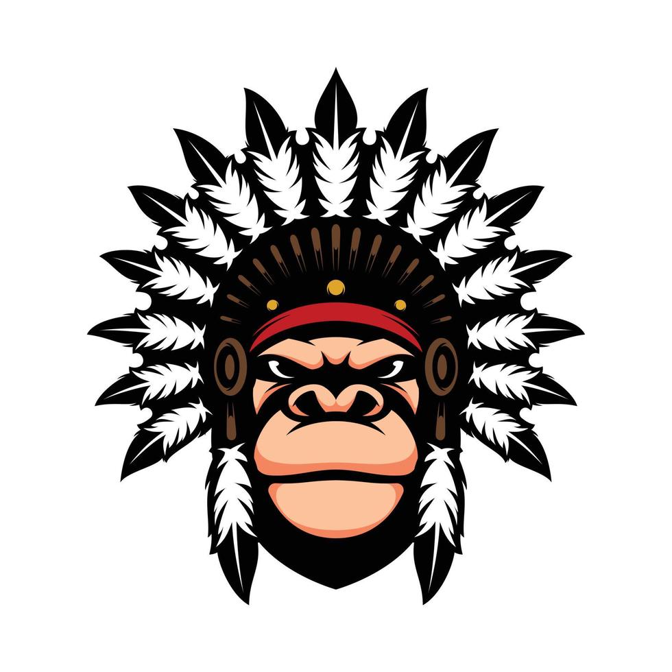 nouveau design de mascotte de gorille apache vecteur