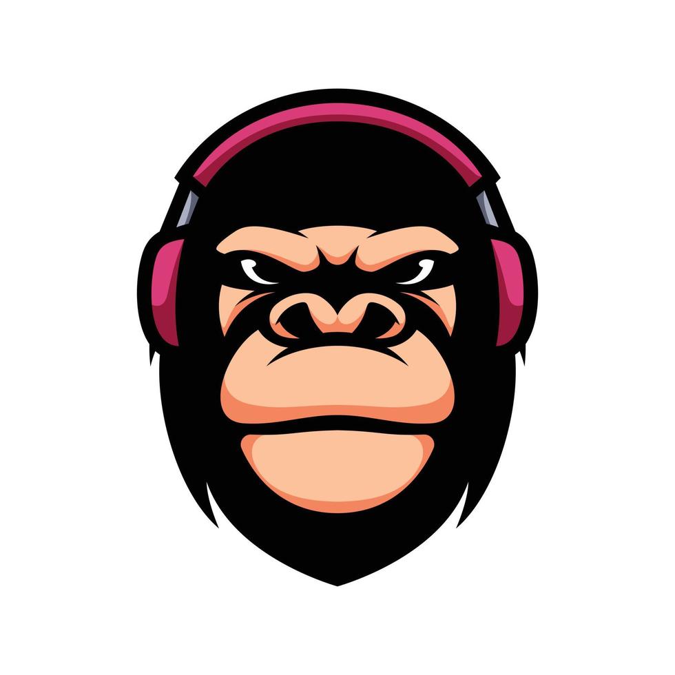 nouveau design de mascotte de casque de gorille vecteur