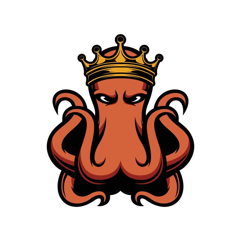 nouveau design de mascotte de couronne de pieuvre vecteur