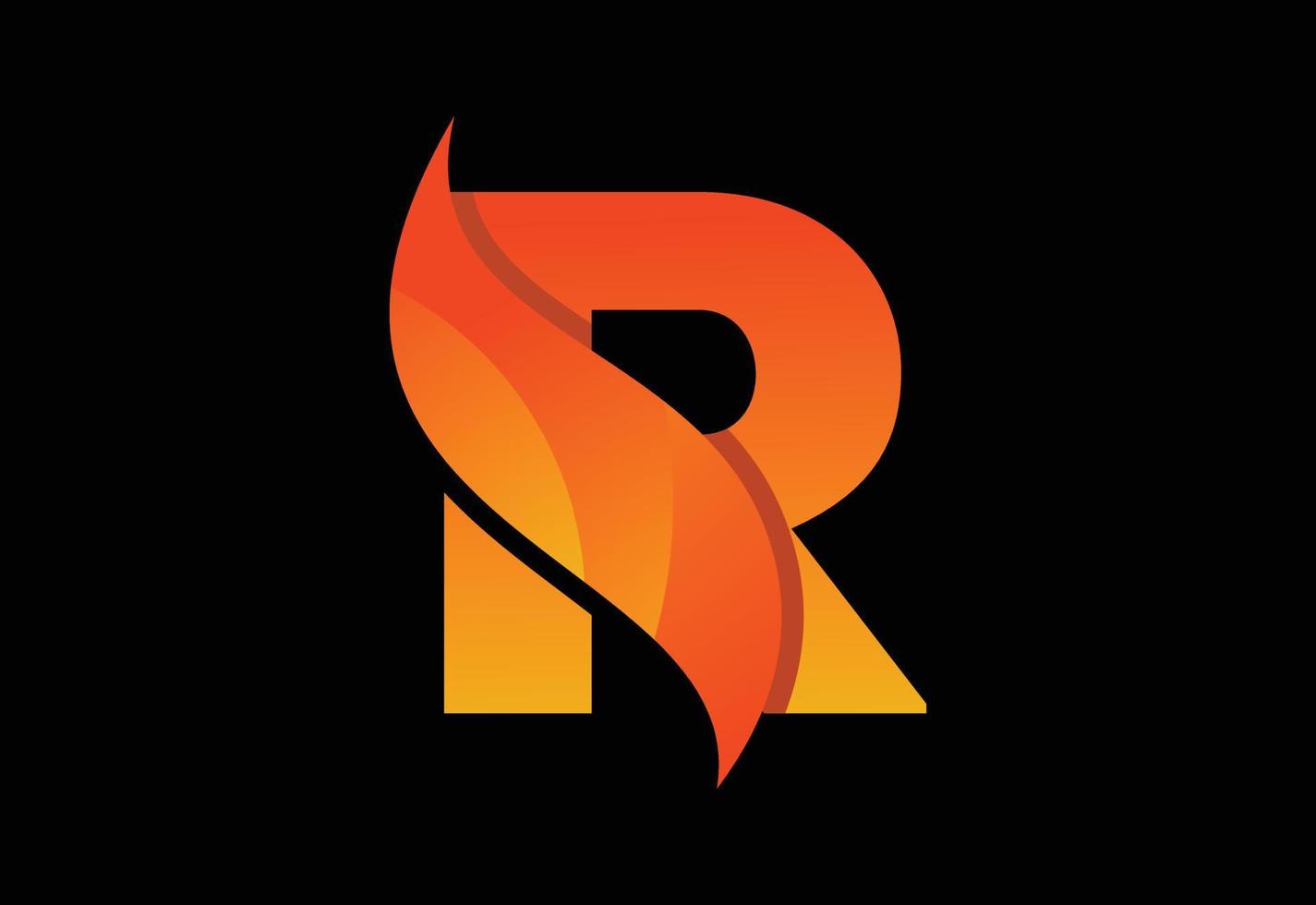 lettre initiale du monogramme r avec un swoosh ou une flamme. flammes de feu ou illustration vectorielle de conception swoosh vecteur