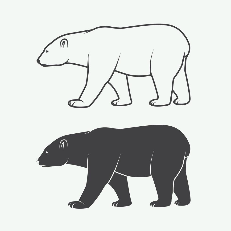 ours polaire blanc arctique vintage. illustration vectorielle vecteur