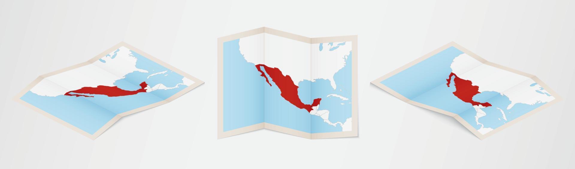 carte pliée du mexique en trois versions différentes. vecteur