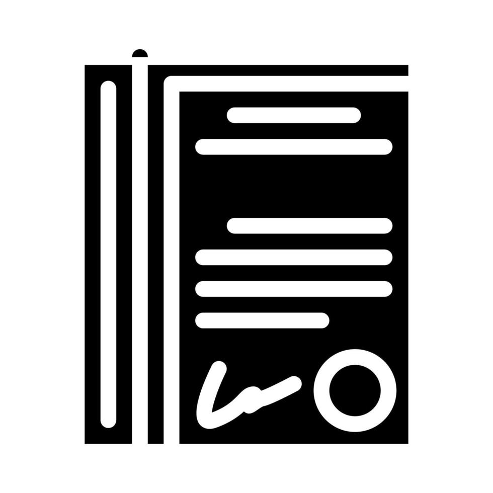 fichier avec document papeterie accessoire glyphe icône illustration vectorielle vecteur