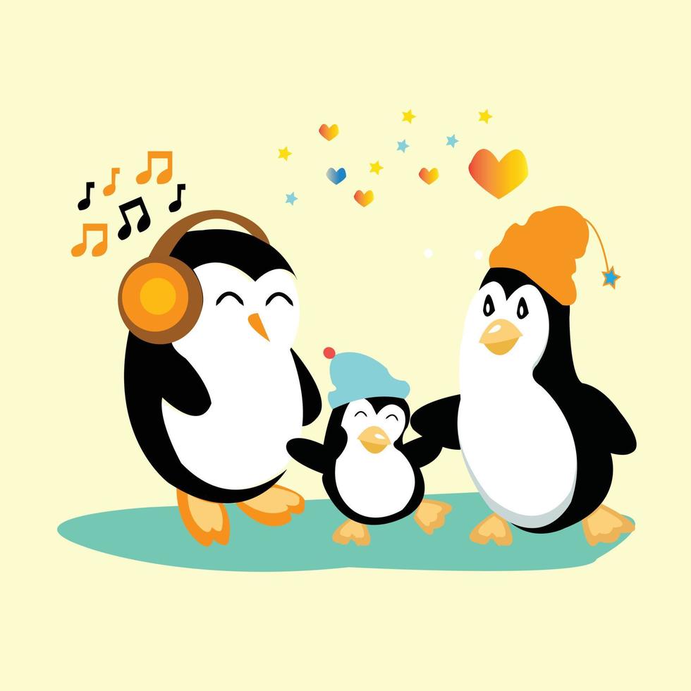 clipart de personnage de dessin animé de pingouin mignon de vecteur