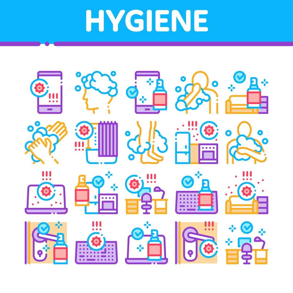 icônes de collecte d'hygiène et de soins de santé définies vecteur