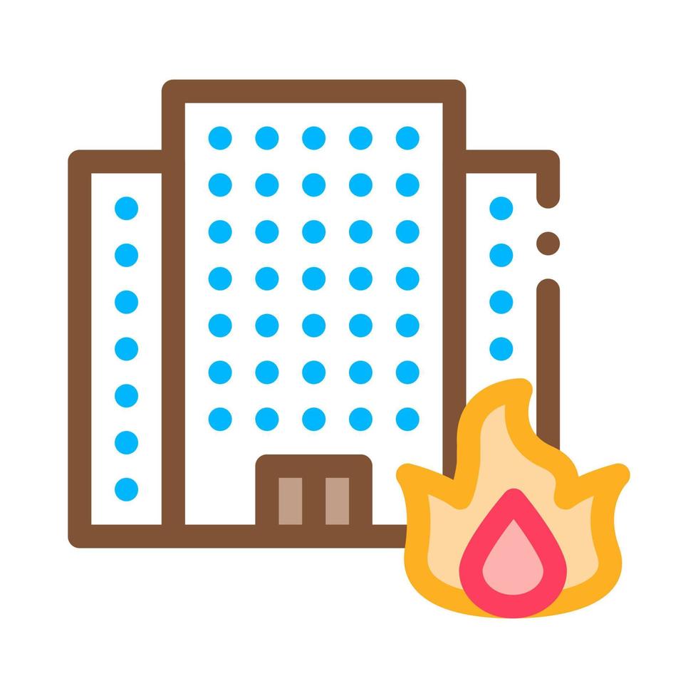 illustration de contour d'icône de maison de bâtiment en feu vecteur