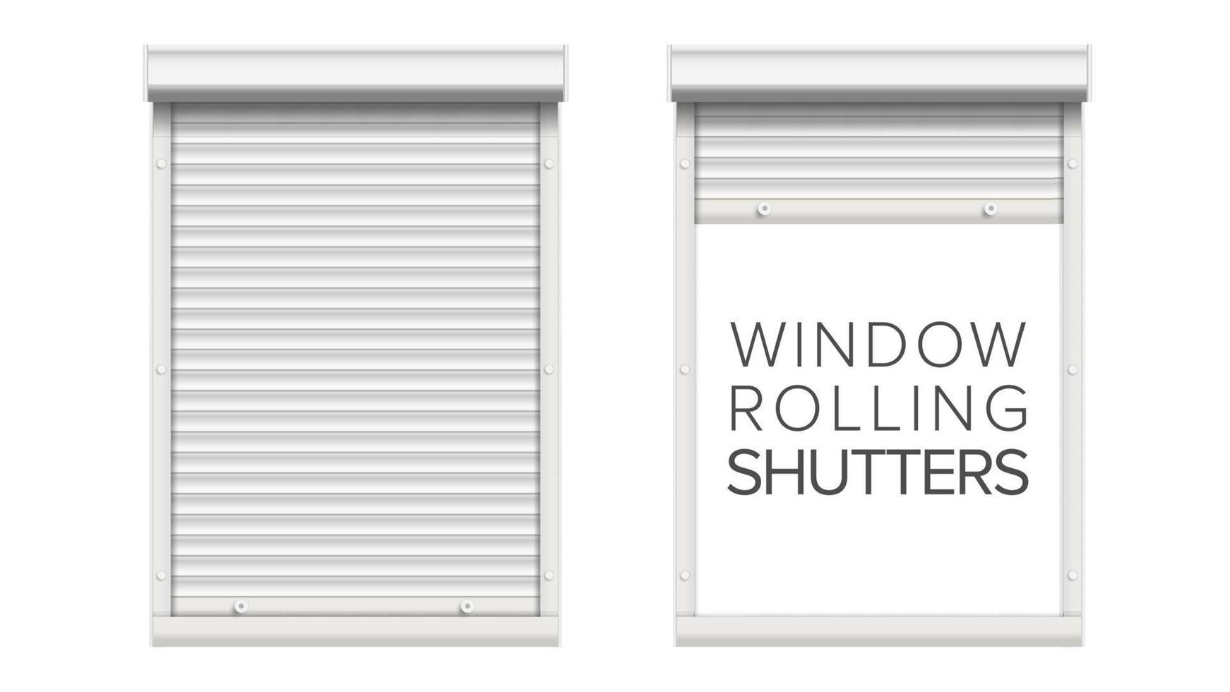 fenêtre avec vecteur de volets roulants. ouvert et fermé. vue de face. isolé sur une illustration blanche.