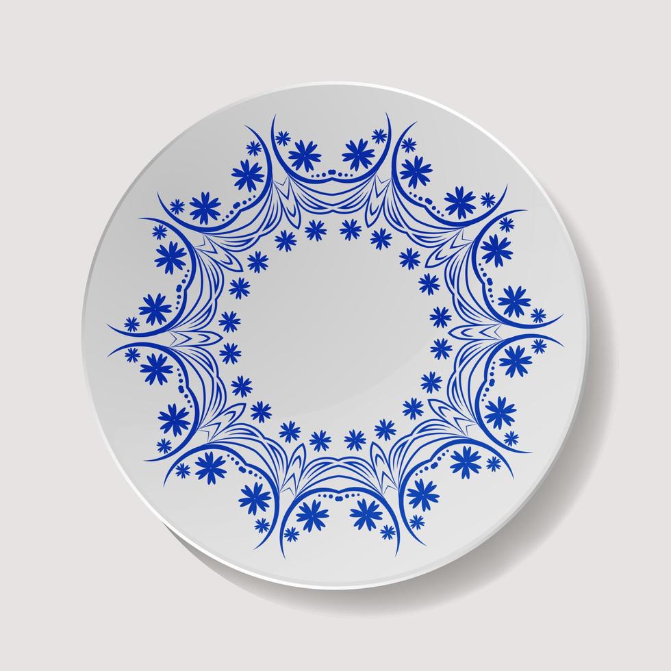 vecteur de plaque réaliste. gros plan de vaisselle en porcelaine isolée. vue de dessus de plat de cuisine en céramique. modèle de cuisine pour la présentation des aliments.