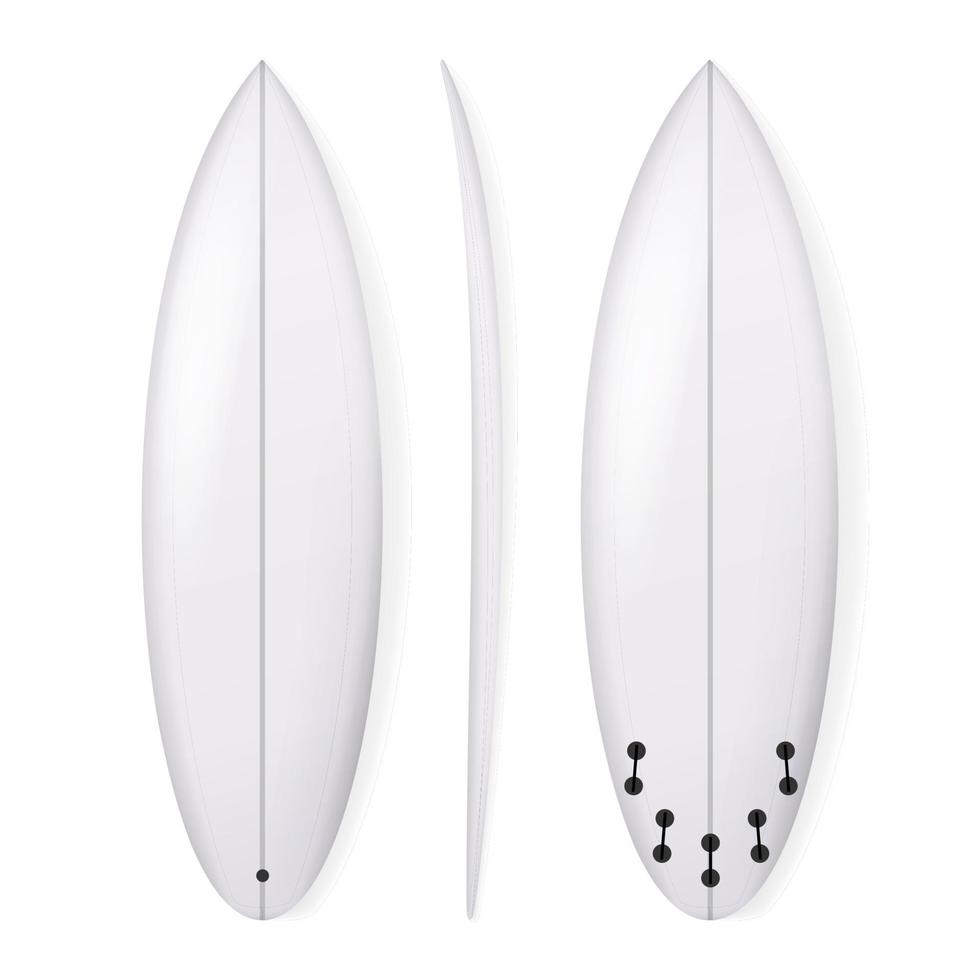 vecteur de planche de surf réaliste. modèle de planche de surf blanc isolé sur fond blanc.