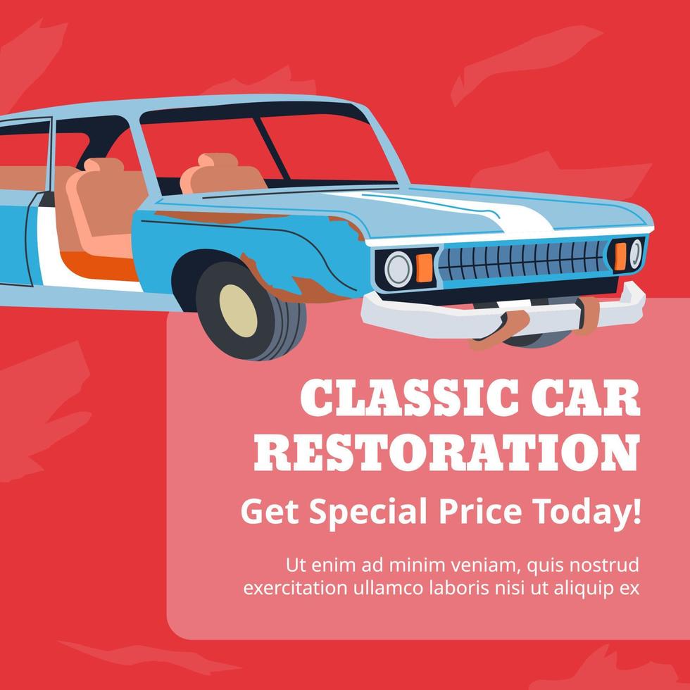 restauration de voiture classique, obtenez un prix spécial aujourd'hui vecteur