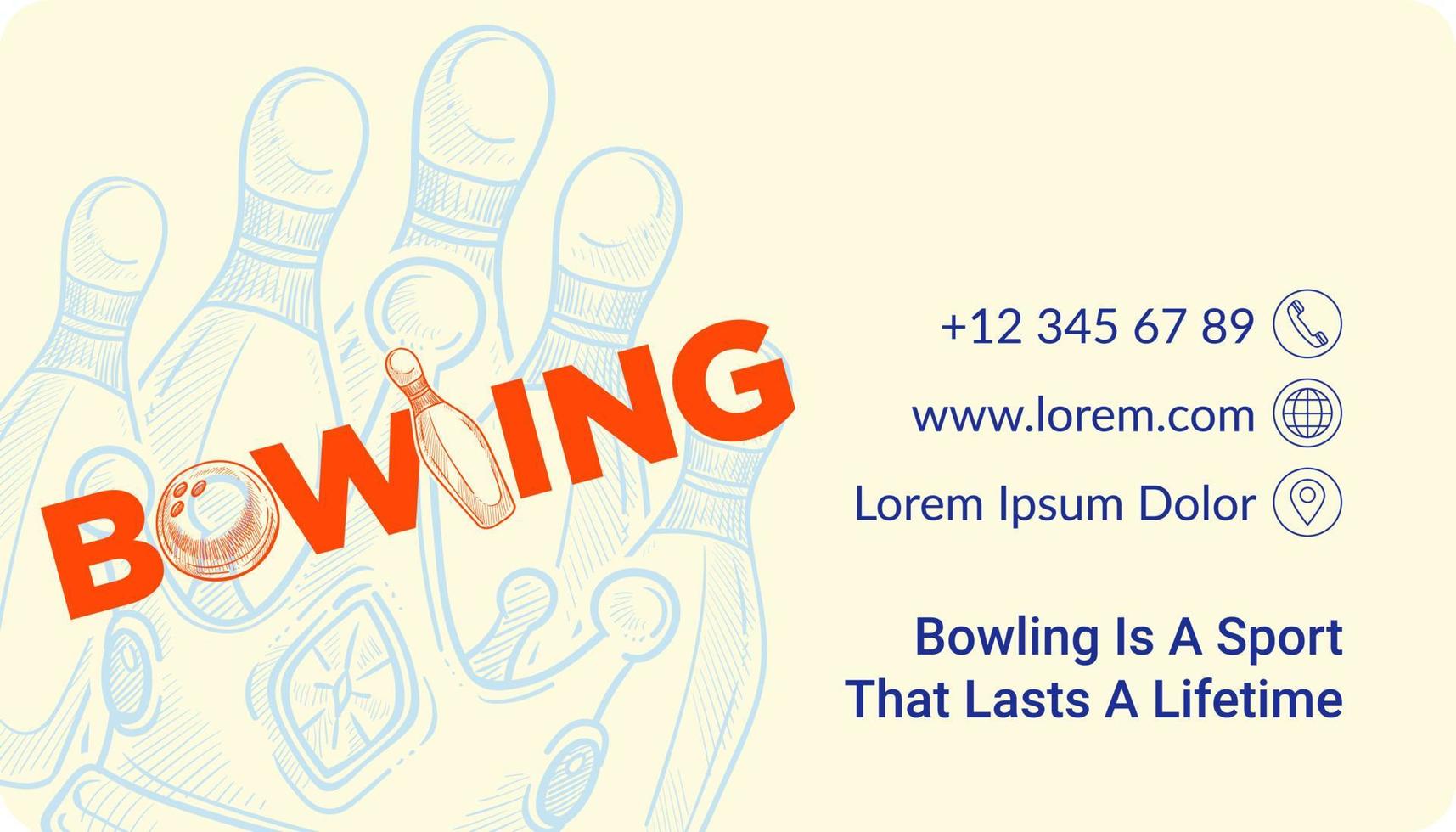 sport qui dure toute une vie, carte de visite de bowling vecteur