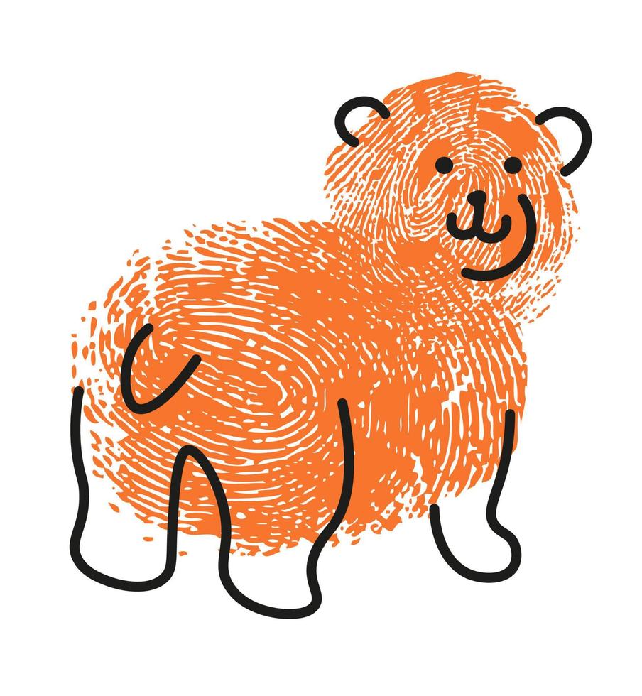 dessin d'empreinte de pouce d'ours, portrait d'animal mammifère vecteur