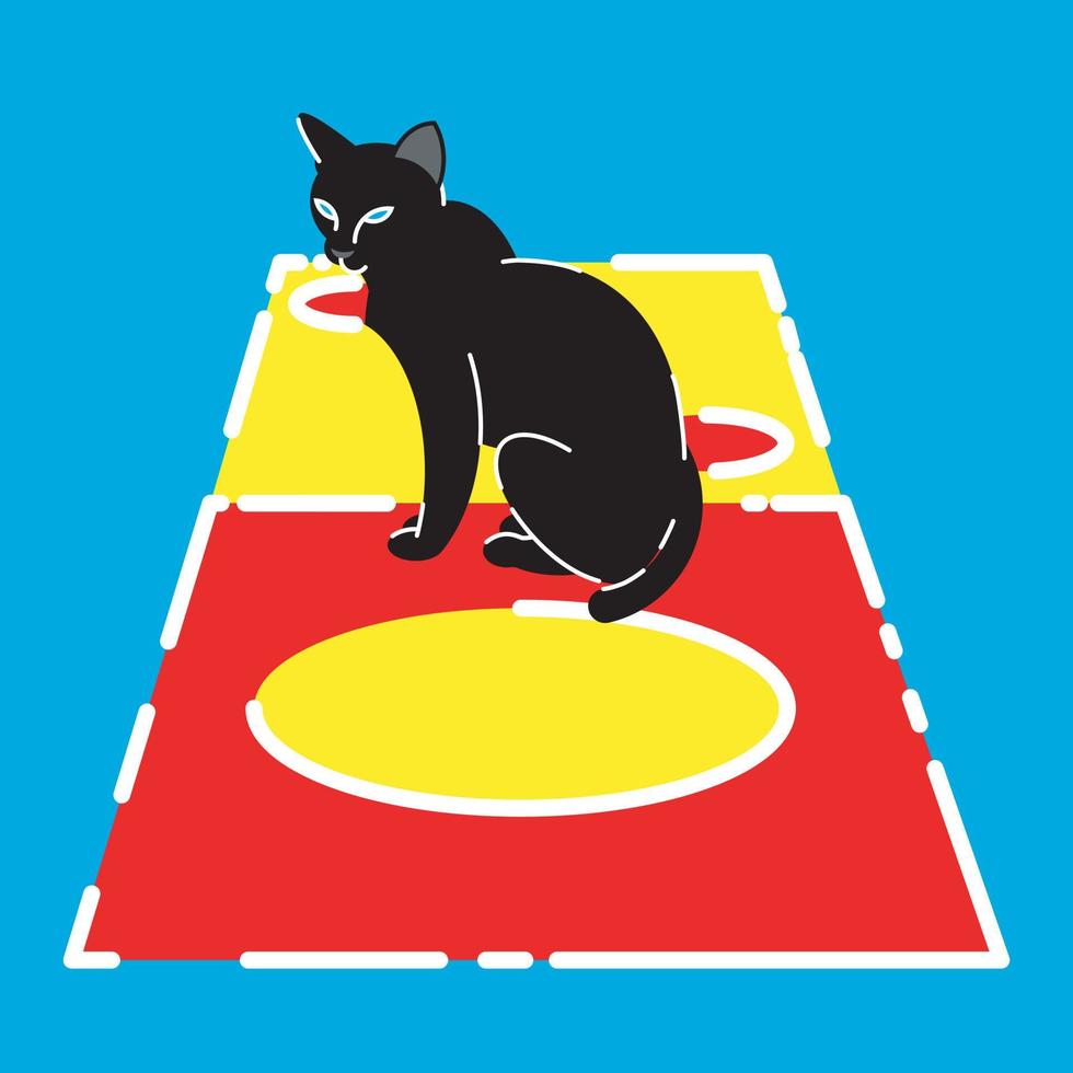 un chat noir sur une conception de vecteur de carte domino