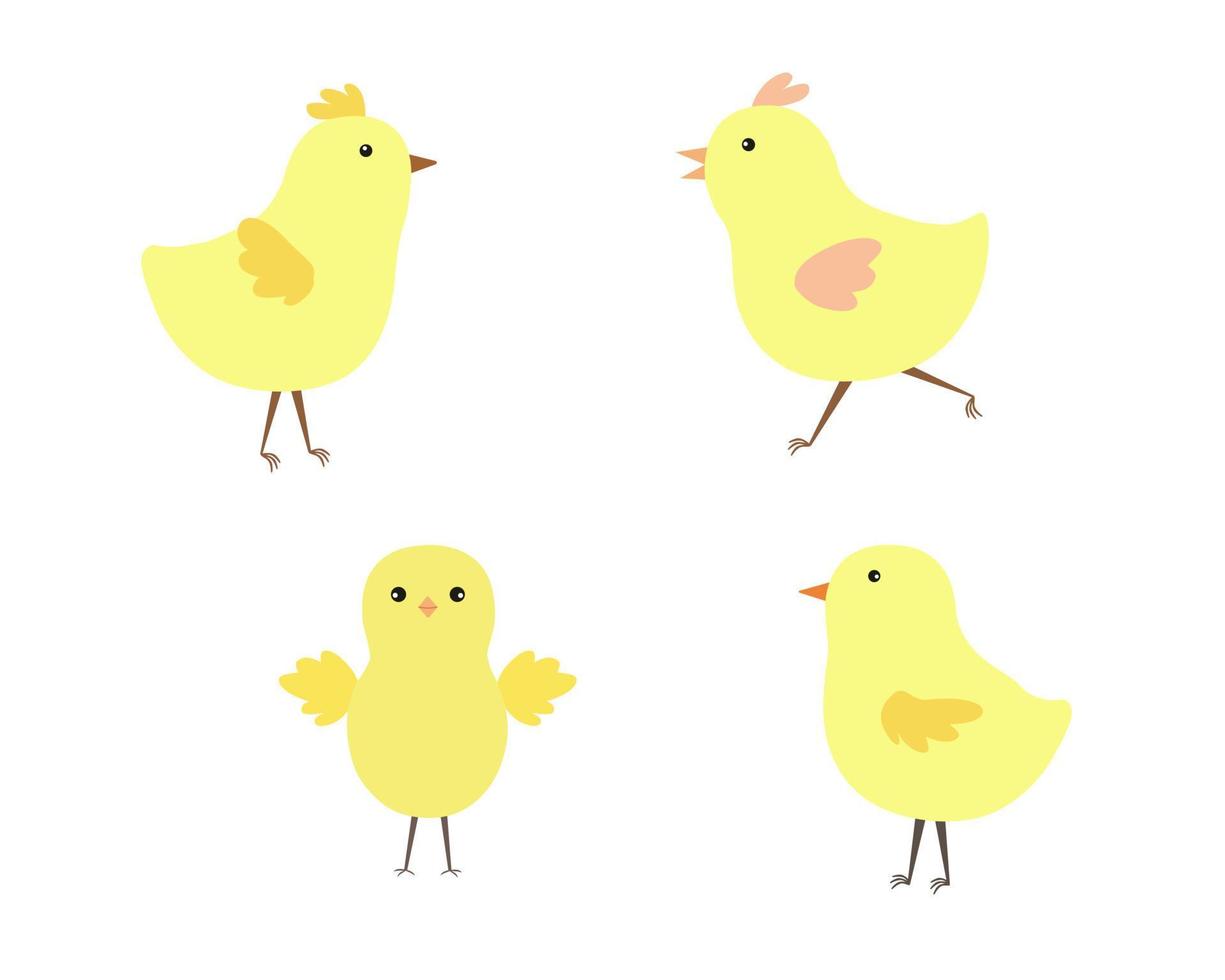 mignon petit ensemble de poulet, illustration vectorielle de pâques vacances de printemps vecteur