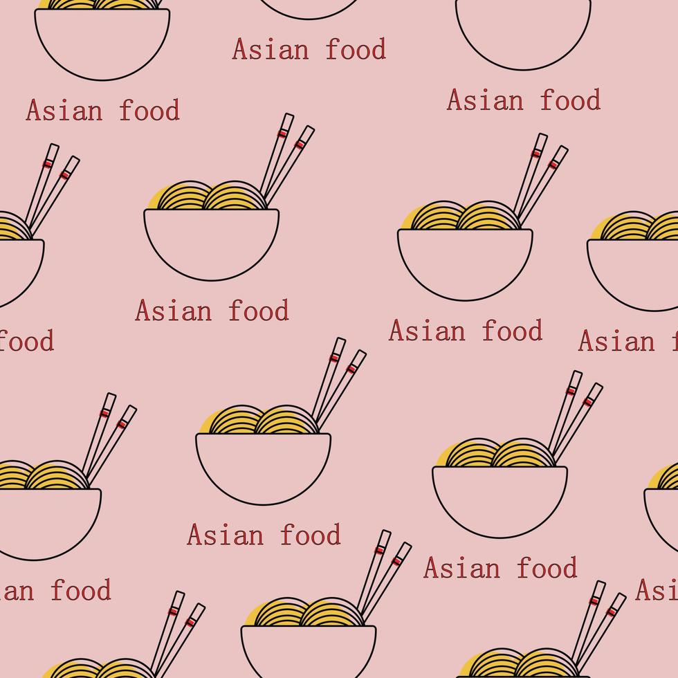 modèle sans couture avec des nouilles. illustration de la cuisine asiatique vecteur