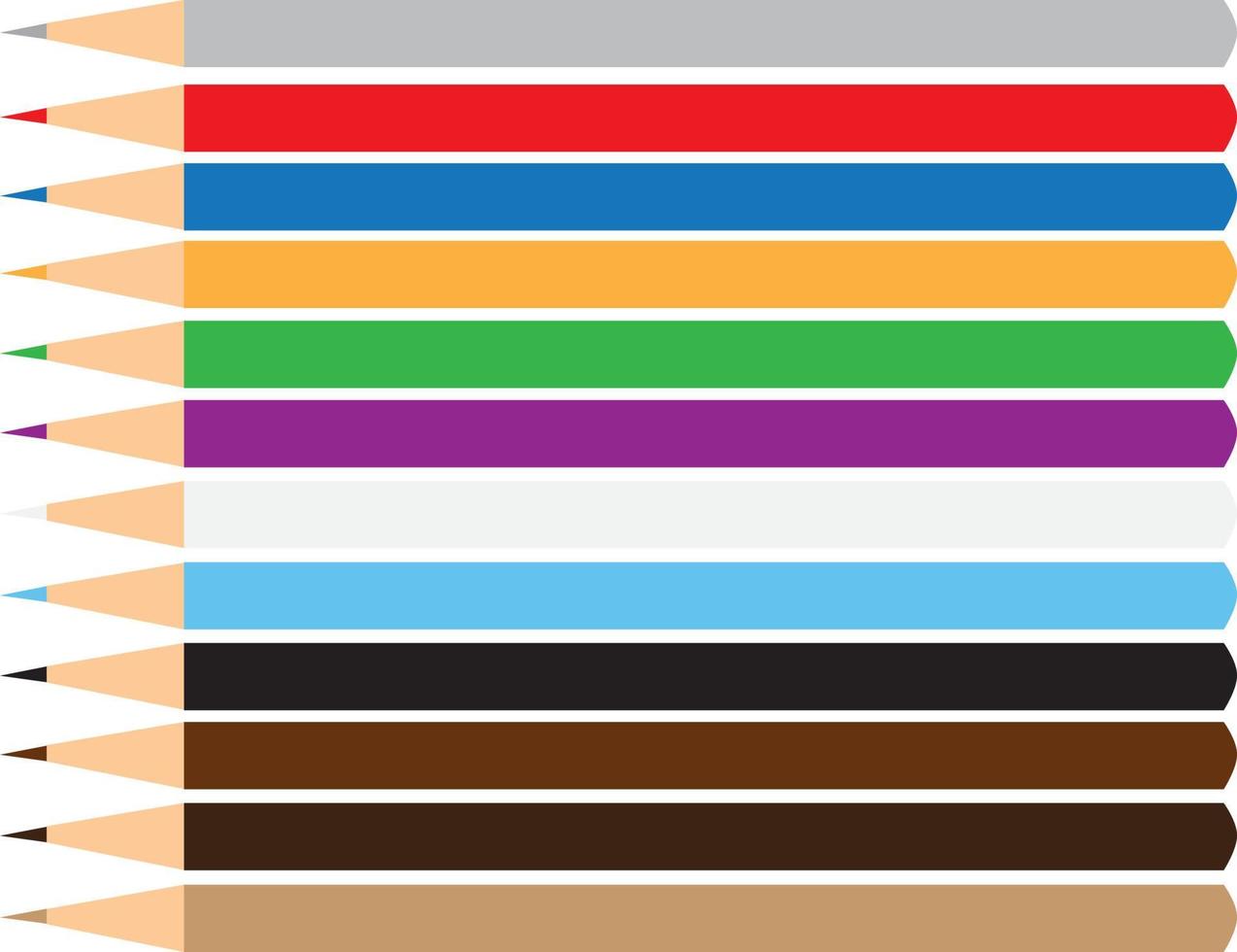 ensemble de crayons en bois de couleur froide vecteur