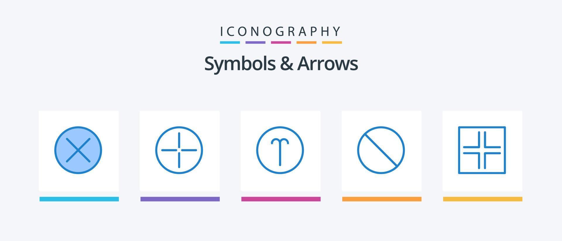 symboles et flèches bleu 5 pack d'icônes comprenant des signes. flèches. bélier. arrêter. annuler. conception d'icônes créatives vecteur