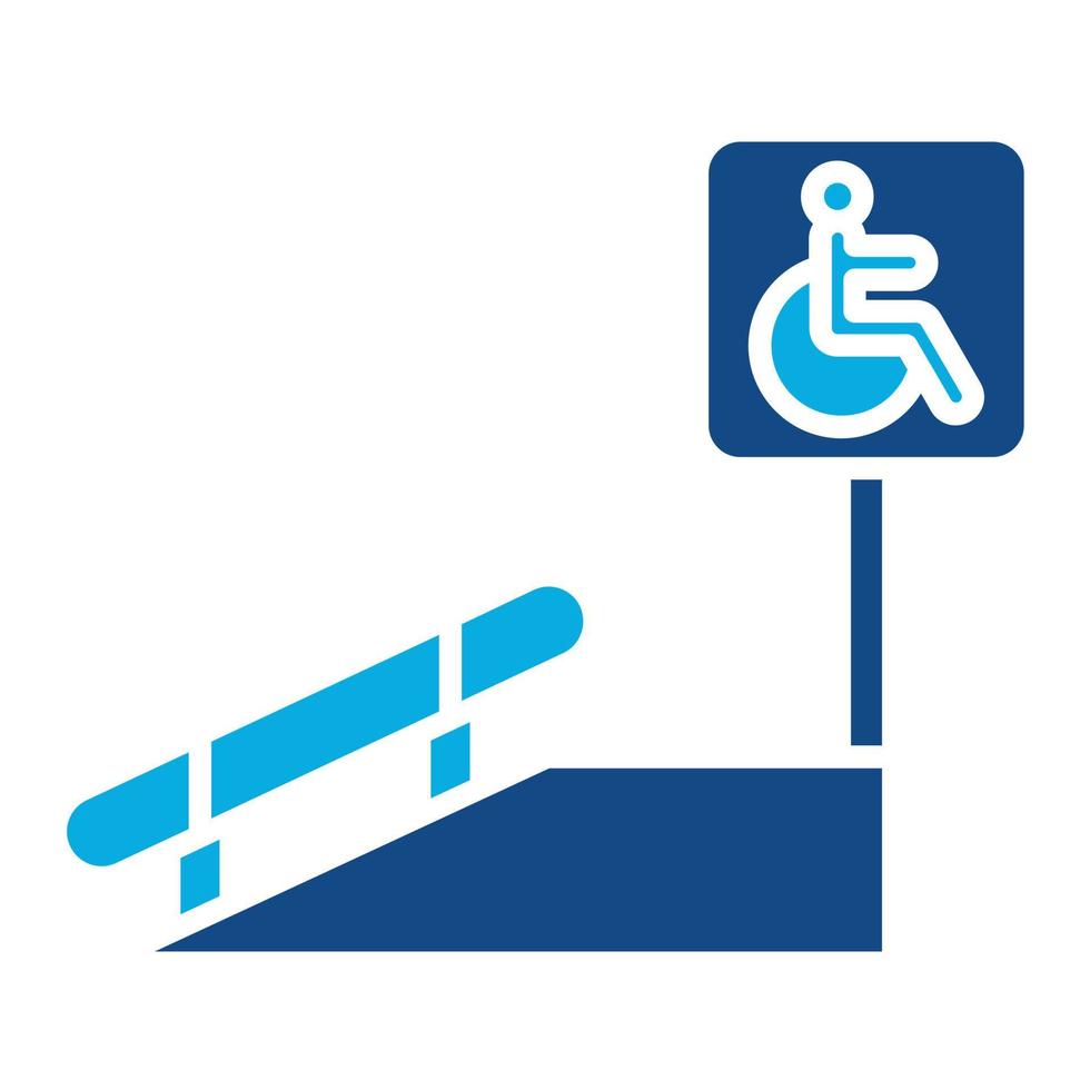 icône de deux couleurs de glyphe de rampe pour fauteuil roulant vecteur