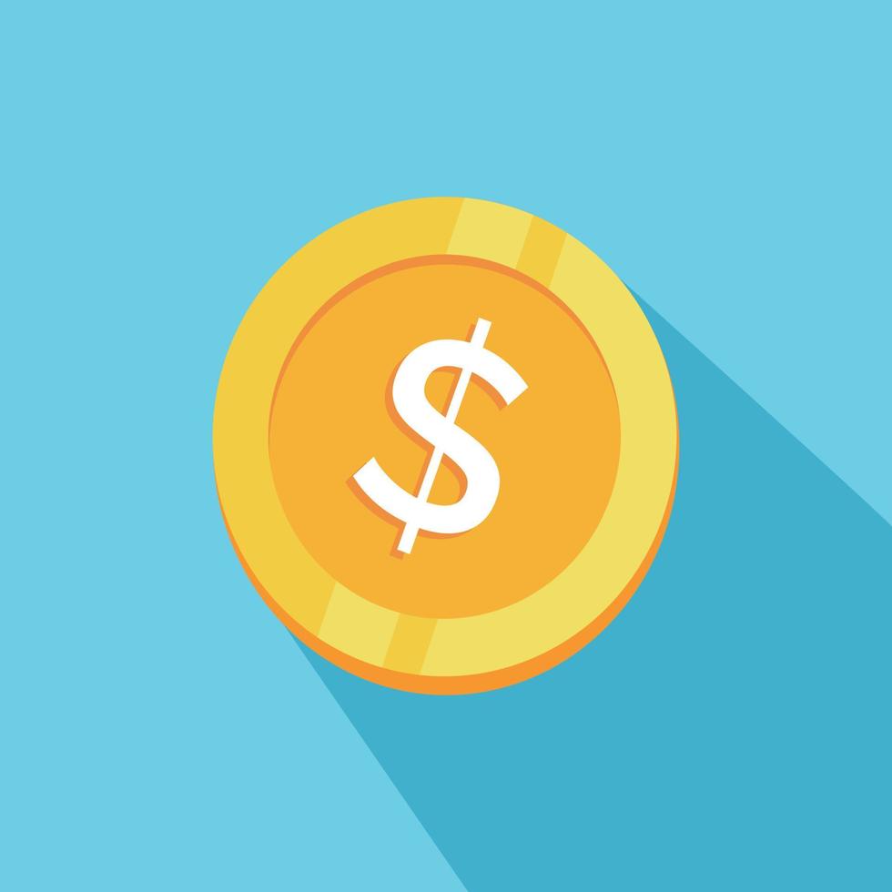 icône de pièce de monnaie et d'argent comptant. illustration vectorielle isolée sur fond bleu. vecteur