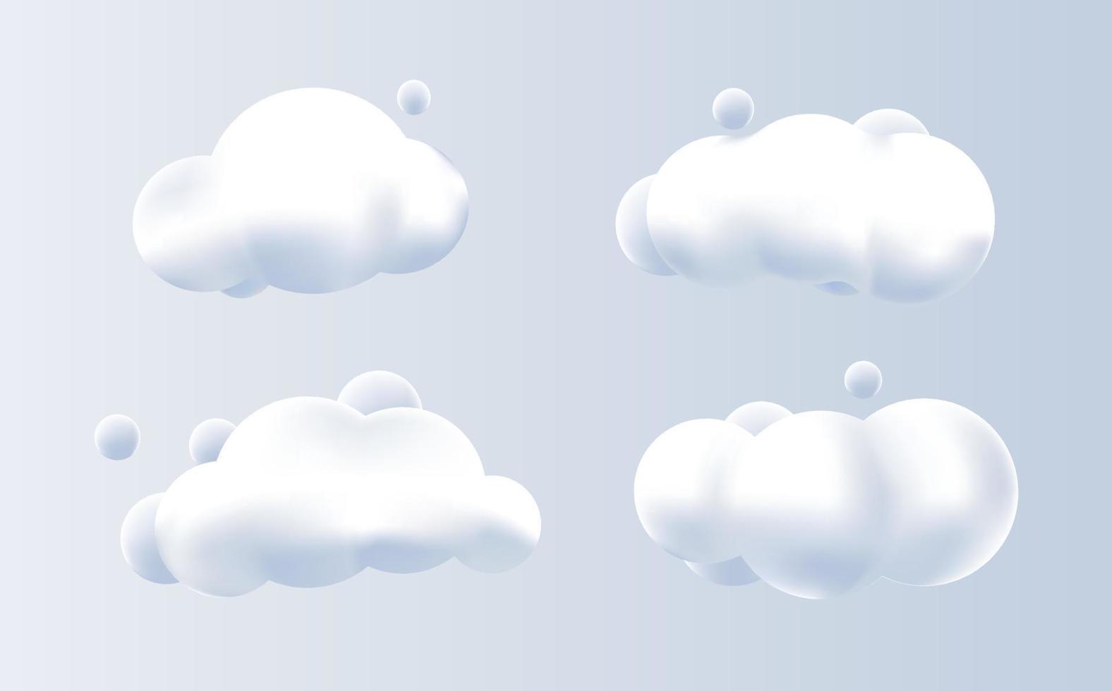 Nuage de rendu 3d sur fond blanc, texture, illustration vectorielle d'icône vecteur