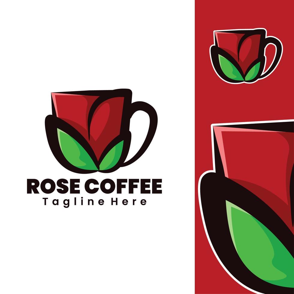 illustration de logo de café rose élégant vecteur