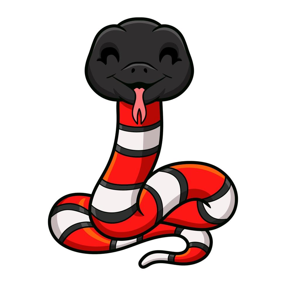 dessin animé mignon de serpent de lait ou de couleuvre tachetée vecteur